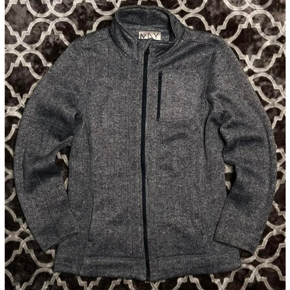 Fleece Light Jacket Shacket Women's Small Andrew Marc New York Gray Herringbone